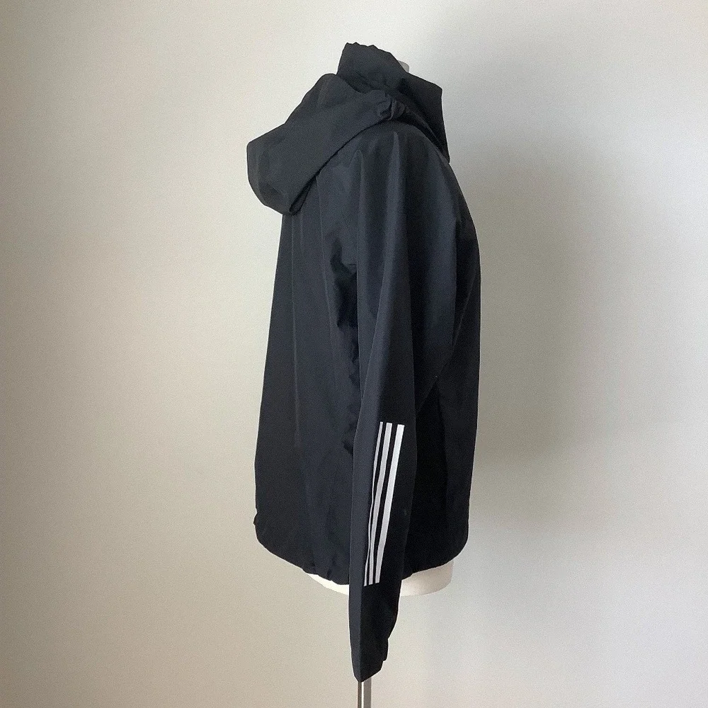 Adidas Women's 3-Stripes Rain Rdy Jacket Black H65759 Flaw: Missing Zipper Pull - Picture 7 of 14
